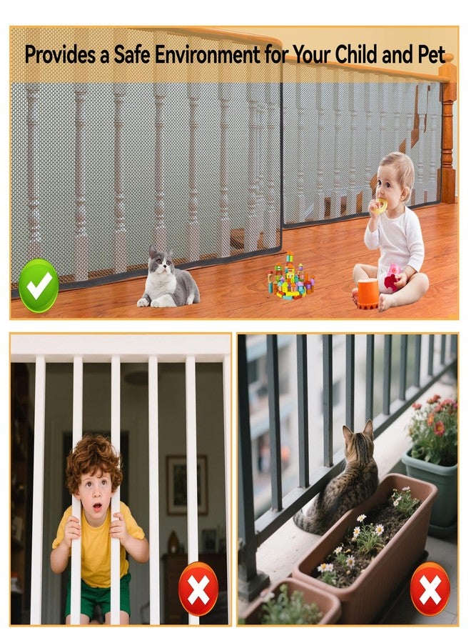 Klmnop Banister Guard for Baby - 15 x 3ft Balcony Safety Net for Kids and Pets, Stairs Rail Mesh with No Drilling Provides a Safe Environment for Your Child Pet(Black) - Image 4